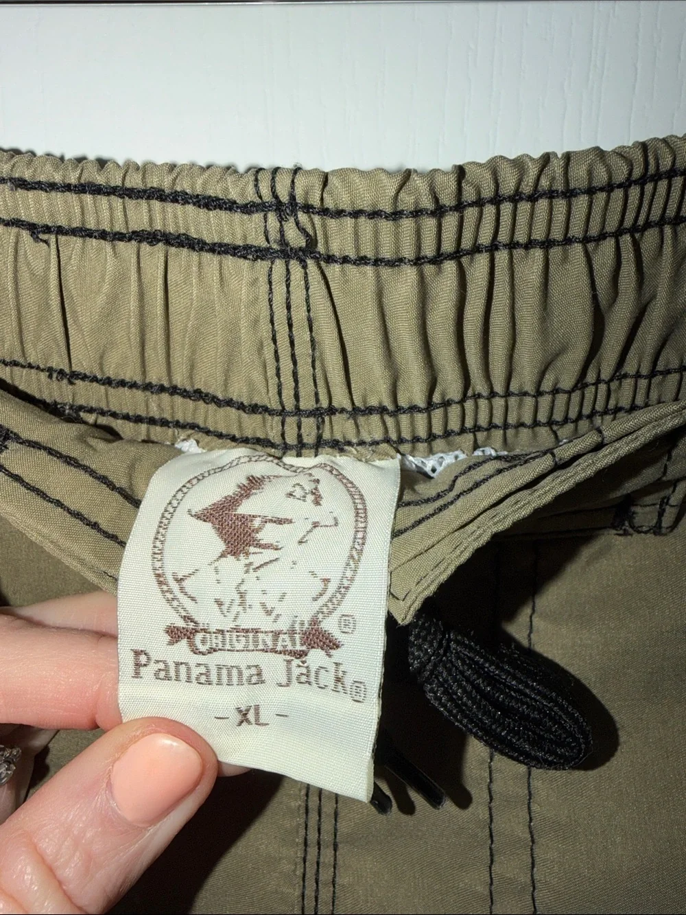 Panama Jack Men's Olive and Blue Palm-Print Swim Trunks size XLarge lined